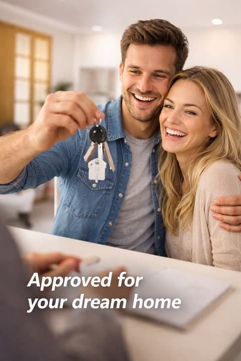 Couple celebrating new home approval